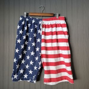 EXIST American Flag Print Shorts Patriotic Cotton Drawstring Men's 2XL